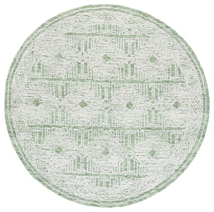 Safavieh Pine Handtufted Wool And Cotton Runner - Luxurious Geometric Design For Elegant Home Accents Green ,Ivory Wool & Cotton Pne603y-6r