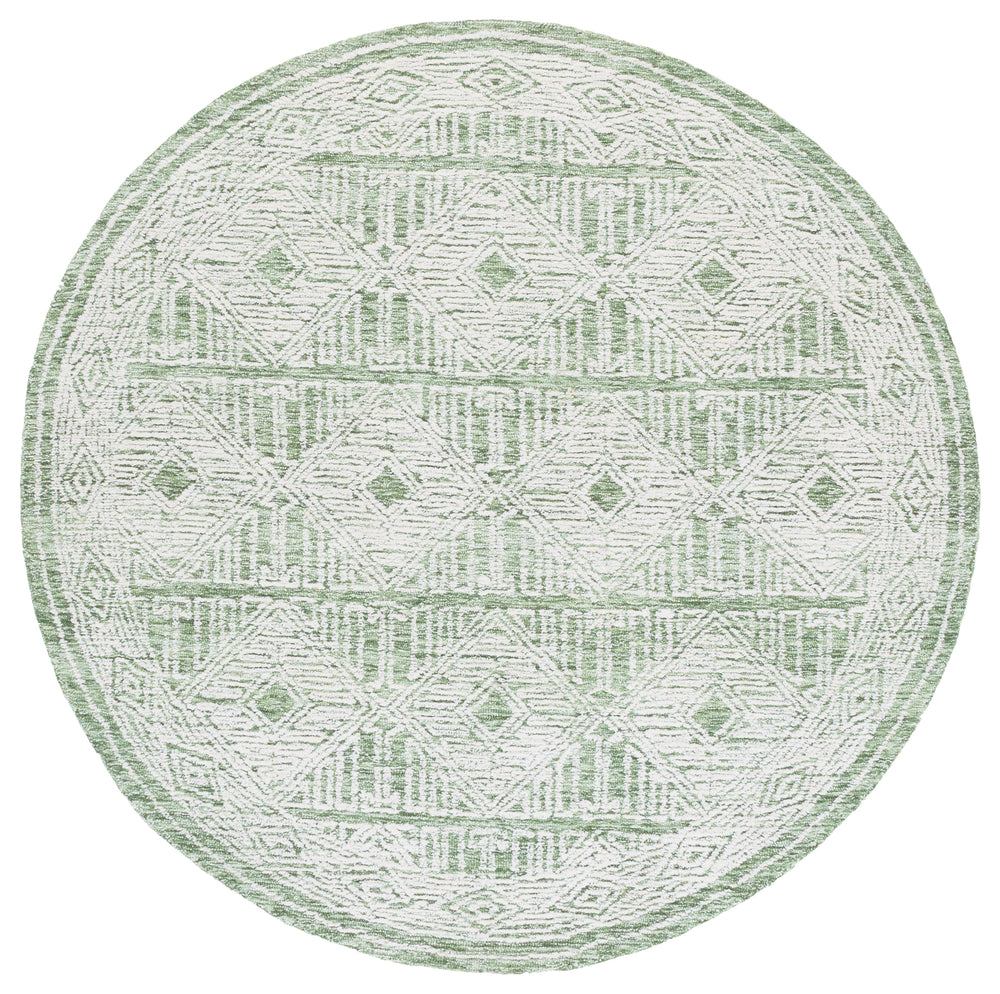 Safavieh Pine Handtufted Wool And Cotton Blend Rug With Elegant Geometric Design For Luxurious Home Decor Green ,Ivory Wool & Cotton Pne603y-4