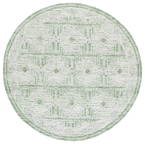Safavieh Pine Handtufted Wool And Cotton Blend Rug With Elegant Geometric Design For Luxurious Home Decor Green ,Ivory Wool & Cotton Pne603y-4