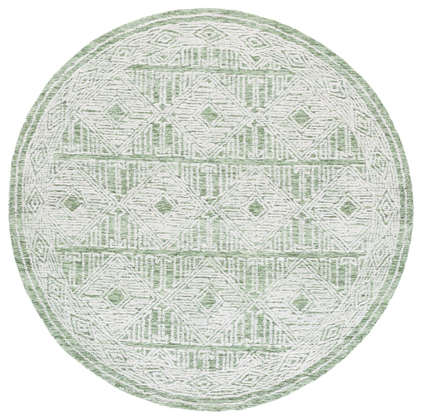 Safavieh Pine Handtufted Wool And Cotton Blend Rug With Elegant Geometric Design For Luxurious Home Decor Green ,Ivory Wool & Cotton Pne603y-4