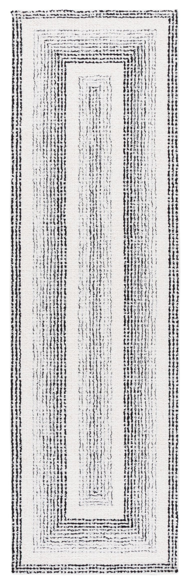 Safavieh Pine Handtufted Wool & Cotton Runner Rug - Unique Geometric Design For Elegant Hallway Decor Black ,Ivory Wool & Cotton Pne604z-6sq