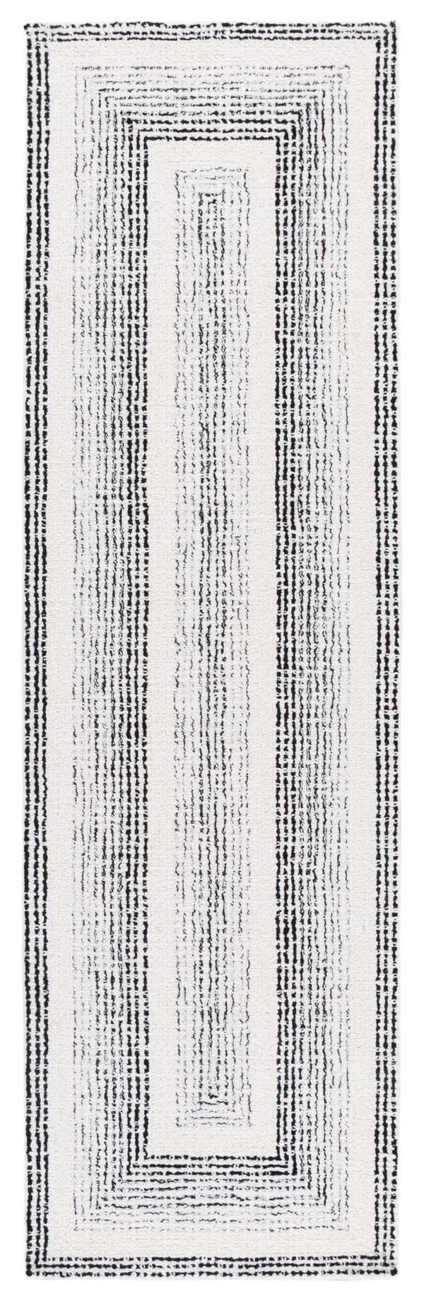 Safavieh Pine Handtufted Wool & Cotton Runner Rug - Unique Geometric Design For Elegant Hallway Decor Black ,Ivory Wool & Cotton Pne604z-28