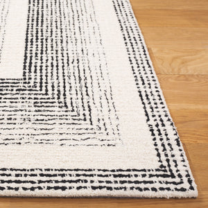 Safavieh Pine Handtufted Wool & Cotton Runner Rug - Unique Geometric Design For Elegant Hallway Decor Black ,Ivory Wool & Cotton Pne604z-5