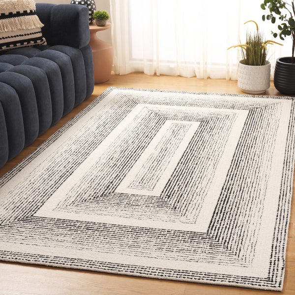 Safavieh Pine Handtufted Wool And Cotton Area Rug - Luxurious Modern Design For Any Living Space Elegance Black ,Ivory Wool & Cotton Pne604z-3
