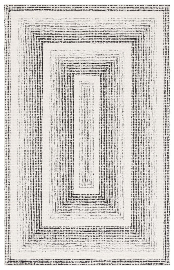 Safavieh Pine Handtufted Wool & Cotton Runner Rug - Unique Geometric Design For Elegant Hallway Decor Black ,Ivory Wool & Cotton Pne604z-5