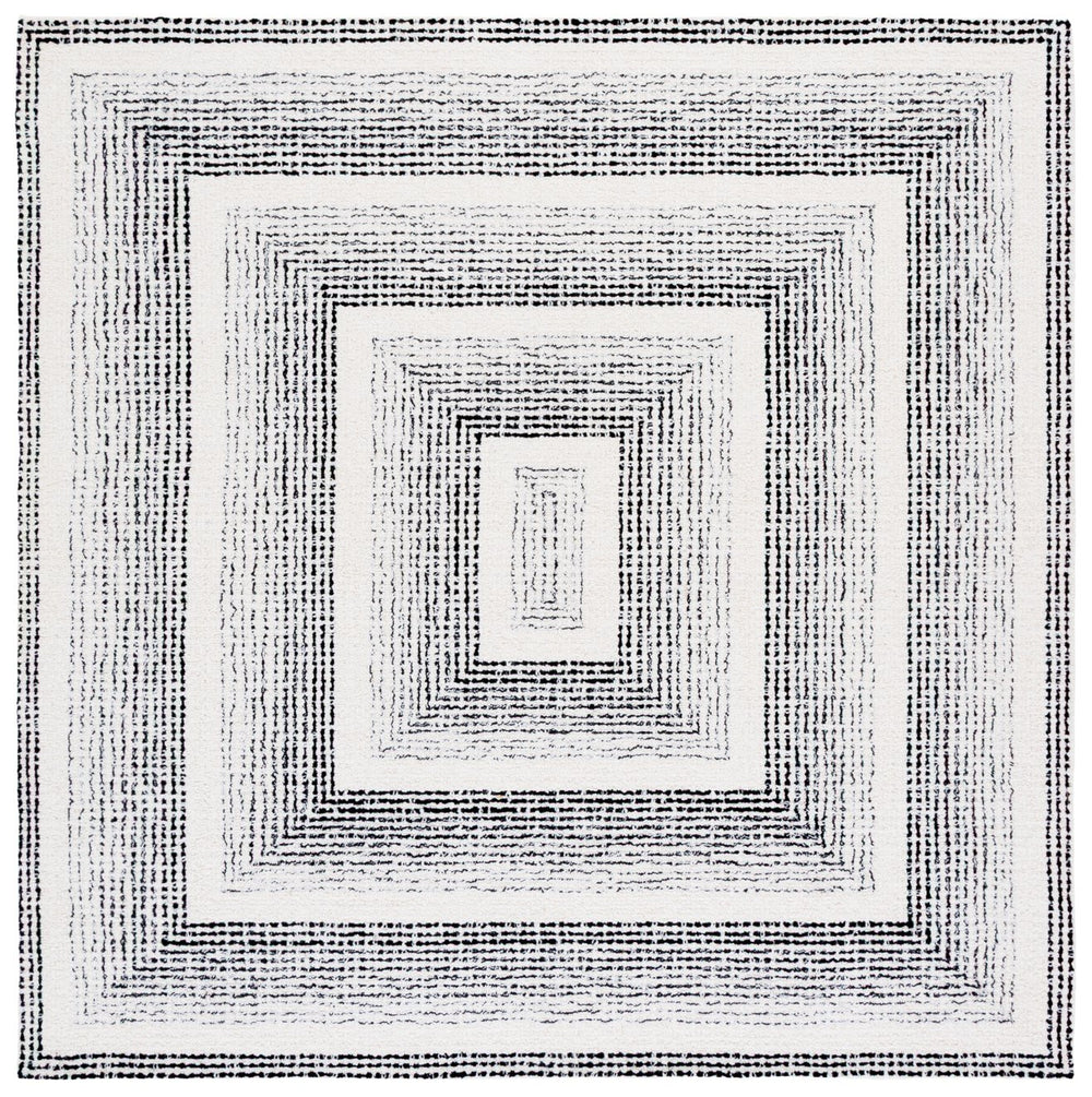 Safavieh Pine Handtufted Wool & Cotton Runner Rug - Unique Geometric Design For Elegant Hallway Decor Black ,Ivory Wool & Cotton Pne604z-6sq