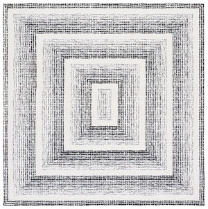 Safavieh Pine Handtufted Wool & Cotton Runner Rug - Unique Geometric Design For Elegant Hallway Decor Black ,Ivory Wool & Cotton Pne604z-6sq