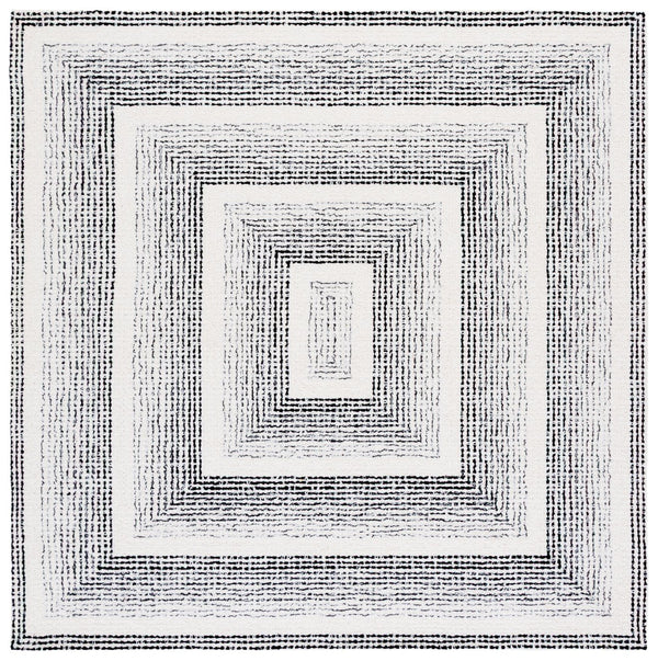 Safavieh Pine Handtufted Wool & Cotton Runner Rug - Unique Geometric Design For Elegant Hallway Decor Black ,Ivory Wool & Cotton Pne604z-6sq