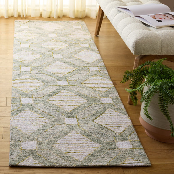 Safavieh Pine Modern Hand-tufted Area Rug In Elegant Geometric Design For Stylish Home Décor Upgrade Sage ,Ivory 80% Wool,10% Cotton,10% Latex Pne701w-4