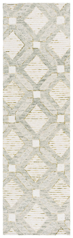 Safavieh Pine Hand-tufted Runner Rug – Elegant Geometric Design For Hallways, Entryways, And Corridors Sage ,Ivory 80% Wool,10% Cotton,10% Latex Pne701w-28