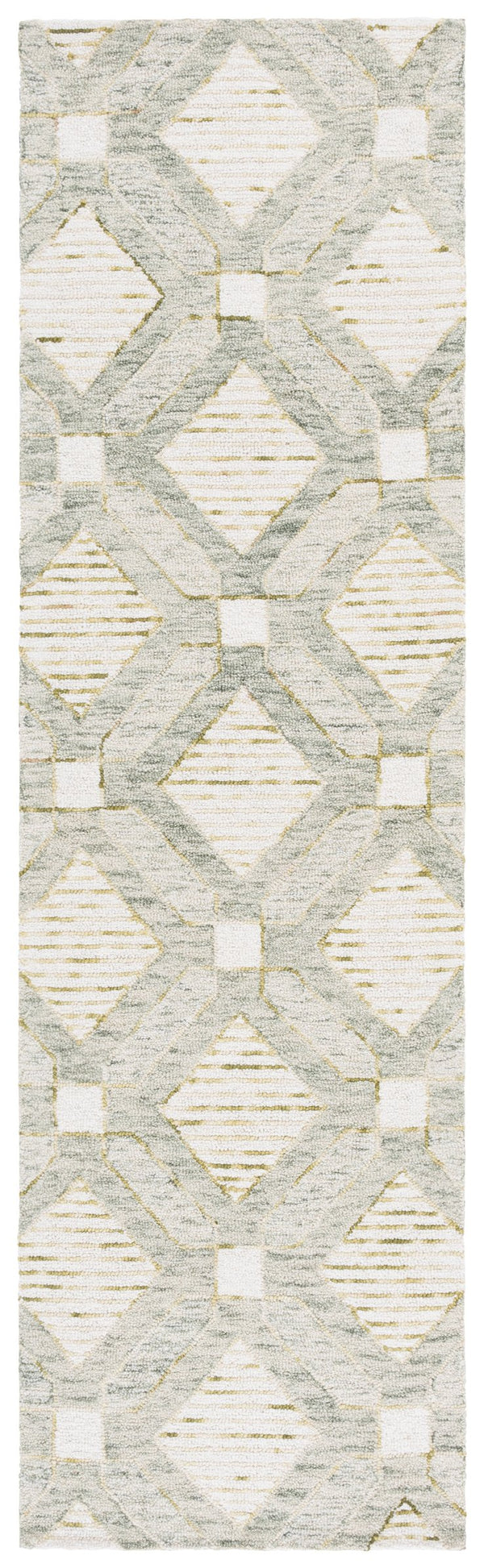 Safavieh Pine Hand-tufted Runner Rug – Elegant Geometric Design For Hallways, Entryways, And Corridors Sage ,Ivory 80% Wool,10% Cotton,10% Latex Pne701w-28
