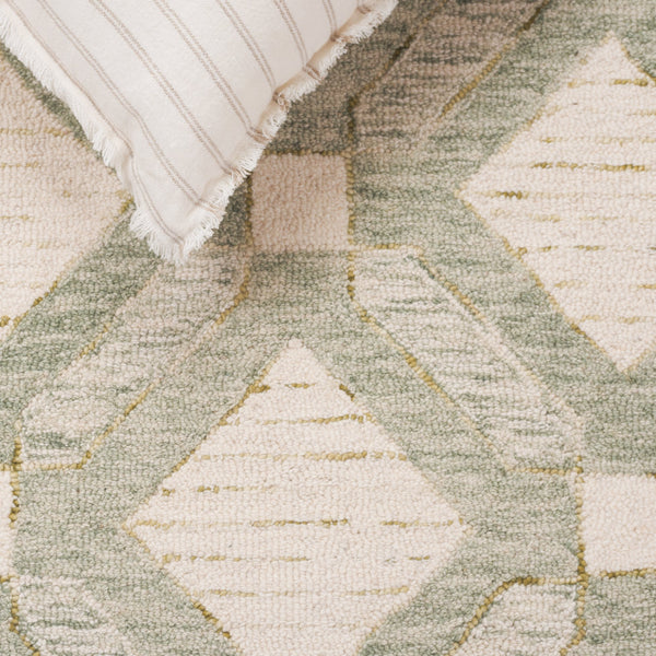 Safavieh Pine Hand-tufted Runner Rug – Elegant Geometric Design For Hallways, Entryways, And Corridors Sage ,Ivory 80% Wool,10% Cotton,10% Latex Pne701w-5