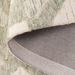 Safavieh Pine Hand-tufted Runner Rug – Elegant Geometric Design For Hallways, Entryways, And Corridors Sage ,Ivory 80% Wool,10% Cotton,10% Latex Pne701w-5