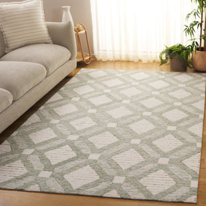 Safavieh Pine Modern Hand-tufted Area Rug In Elegant Geometric Design For Stylish Home Décor Upgrade Sage ,Ivory 80% Wool,10% Cotton,10% Latex Pne701w-4