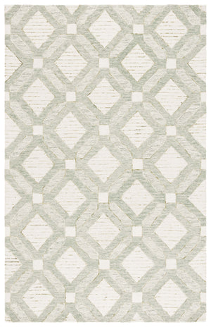 Safavieh Pine Hand-tufted Runner Rug – Elegant Geometric Design For Hallways, Entryways, And Corridors Sage ,Ivory 80% Wool,10% Cotton,10% Latex Pne701w-5