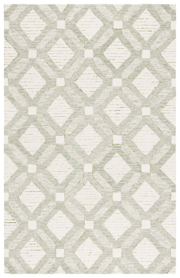 Safavieh Pine Hand-tufted Runner Rug – Elegant Geometric Design For Hallways, Entryways, And Corridors Sage ,Ivory 80% Wool,10% Cotton,10% Latex Pne701w-5