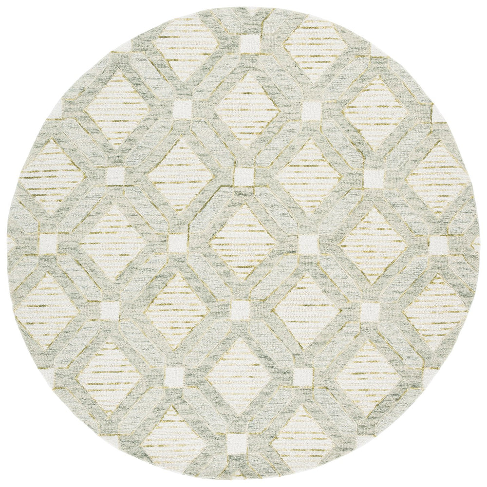Safavieh Pine Hand-tufted Runner Rug – Elegant Geometric Design For Hallways, Entryways, And Corridors Sage ,Ivory 80% Wool,10% Cotton,10% Latex Pne701w-6r