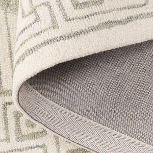 Safavieh Pine Hand‑Tufted Round Rug In Sage And Ivory — Modern Geometric Wool Blend, Low-Profile Comfort 6'-0" x 6'-0" PNE702W-6R