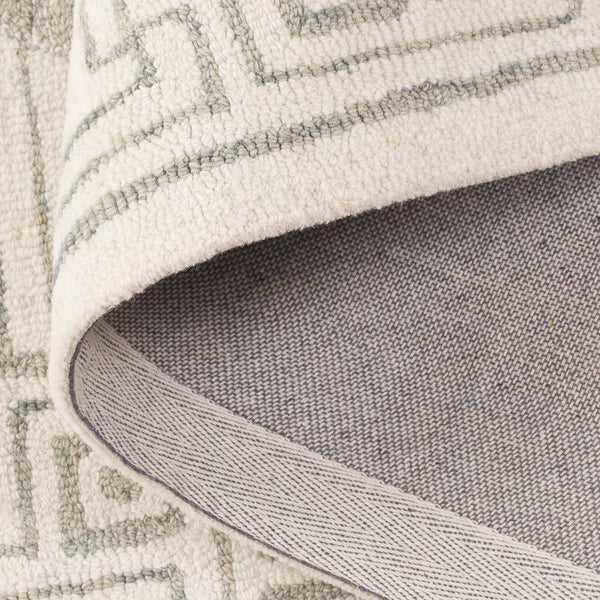 Safavieh Pine Hand‑Tufted Round Rug In Sage And Ivory — Modern Geometric Wool Blend, Low-Profile Comfort 6'-0" x 6'-0" PNE702W-6R
