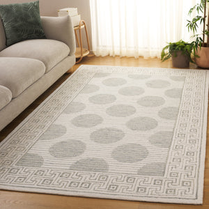 Safavieh Pine Hand-Tufted Sage Ivory Area Rug With Wool-Cotton Blend, Plush 3/8" Pile & Greek Key Border 8'-0" x 10'-0" PNE702W-8