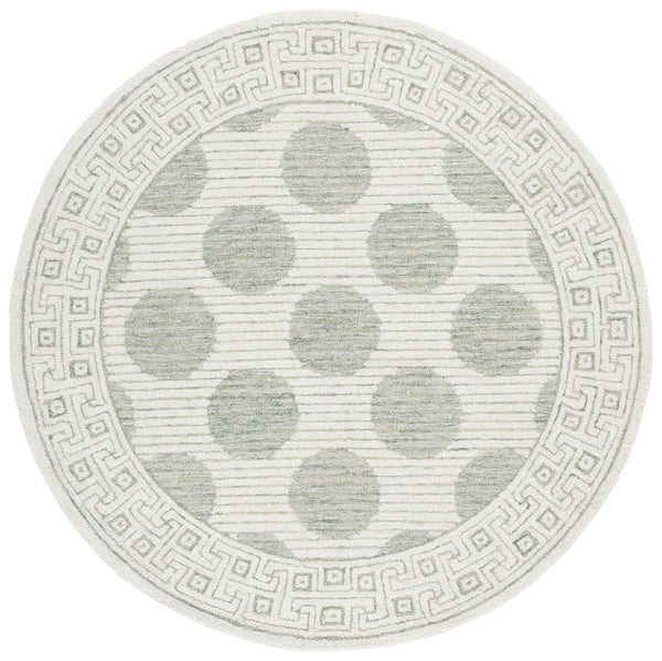 Safavieh Pine Hand-Tufted Sage And Ivory Area Rug — Modern Geometric Motif, Wool Blend, Low Pile Elegance 4'-0" x 6'-0" PNE702W-4