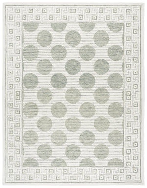 Safavieh Pine Hand-Tufted Sage Ivory Area Rug With Geometric Spheres & Greek Key Border, Plush Wool Blend 3'-0" x 5'-0" PNE702W-3