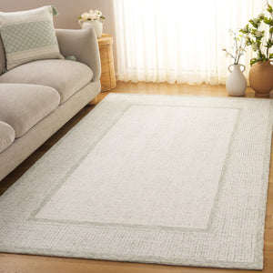 Safavieh Pine Modern Hand-tufted Area Rug - Elegant Sage Frame With Tranquil Ivory Center For Stylish Homes Sage ,Ivory 80% Wool,10% Cotton,10% Latex Pne703w-3