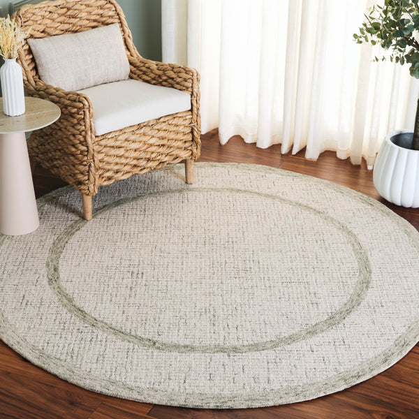 Safavieh Pine Modern Hand-tufted Area Rug - Elegant Sage Frame With Tranquil Ivory Center For Stylish Homes Sage ,Ivory 80% Wool,10% Cotton,10% Latex Pne703w-3