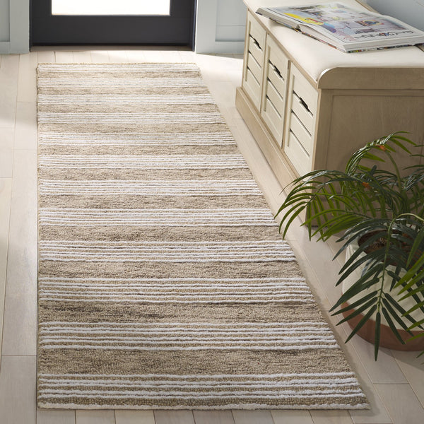 Safavieh Pine Modern Hand-tufted Area Rug - Contemporary Runner Rug For Elegant Home Décor And Comfort Ivory ,Taupe 80% Wool,10% Cotton,10% Latex Pne803e-28