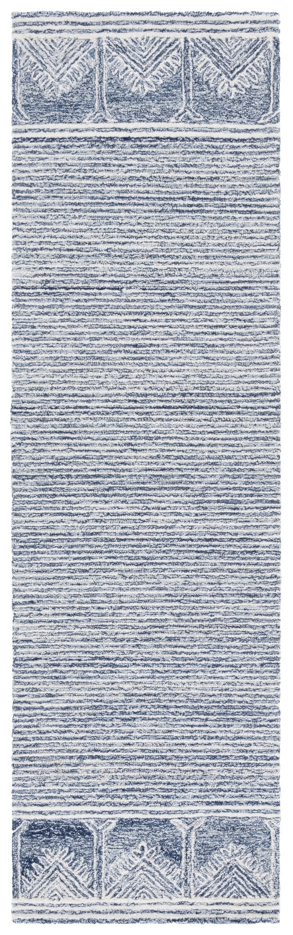 Safavieh Pine805m Luxurious Hand-tufted Runner Rug With Elegant Modern Design For Contemporary Spaces Blue ,Ivory 80% Wool,10% Cotton,10% Latex Pne805m-28
