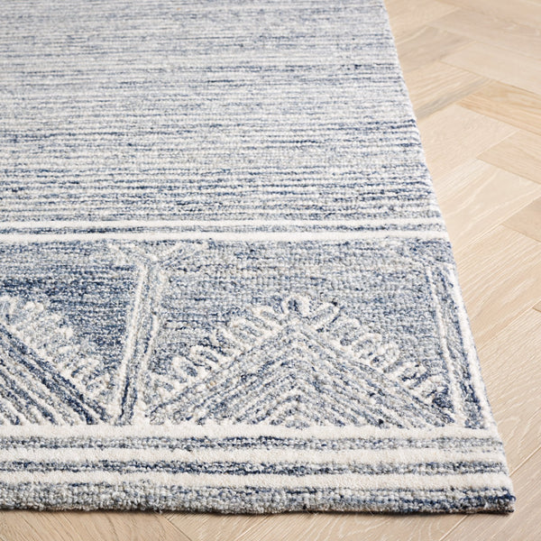 Safavieh Pine805m Luxurious Hand-tufted Runner Rug With Elegant Modern Design For Contemporary Spaces Blue ,Ivory 80% Wool,10% Cotton,10% Latex Pne805m-5