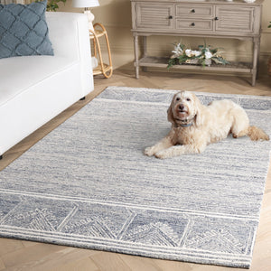 Safavieh Pine805m Luxurious Hand-tufted Runner Rug With Elegant Modern Design For Contemporary Spaces Blue ,Ivory 80% Wool,10% Cotton,10% Latex Pne805m-5