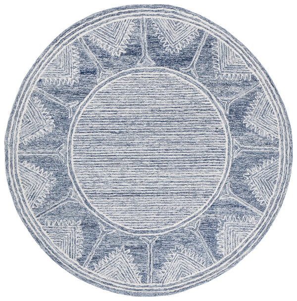 Safavieh Pine805m Luxurious Hand-tufted Runner Rug With Elegant Modern Design For Contemporary Spaces Blue ,Ivory 80% Wool,10% Cotton,10% Latex Pne805m-6r