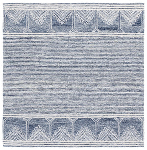 Safavieh Pine805m Luxurious Hand-tufted Runner Rug With Elegant Modern Design For Contemporary Spaces Blue ,Ivory 80% Wool,10% Cotton,10% Latex Pne805m-6sq