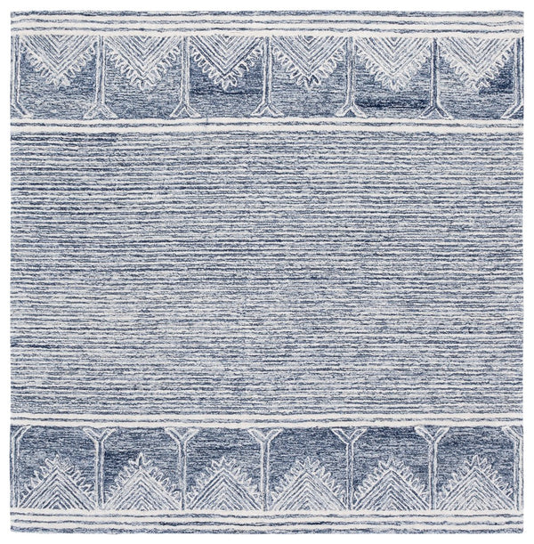 Safavieh Pine805m Luxurious Hand-tufted Runner Rug With Elegant Modern Design For Contemporary Spaces Blue ,Ivory 80% Wool,10% Cotton,10% Latex Pne805m-6sq