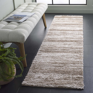 Safavieh Penelope Luxurious Shag Area Rug For Hallways - Soft Taupe And Ivory Gradient, Elegant Comfort Taupe ,Ivory 73% Polyester,27% Jute Pnl510e-5