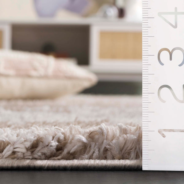 Safavieh Penelope Luxurious Shag Area Rug For Hallways - Soft Taupe And Ivory Gradient, Elegant Comfort Taupe ,Ivory 73% Polyester,27% Jute Pnl510e-5
