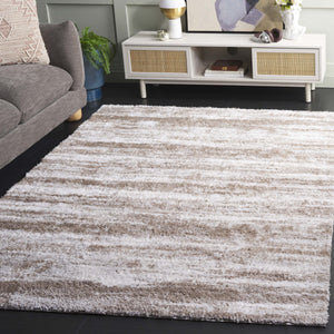 Safavieh Penelope Luxurious Shag Area Rug For Hallways - Soft Taupe And Ivory Gradient, Elegant Comfort Taupe ,Ivory 73% Polyester,27% Jute Pnl510e-5