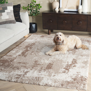 Safavieh Penelope Luxurious Shag Area Rug – Elegant, Plush, Abstract Design For Modern And Traditional Spaces Beige ,Ivory Taupe 73% Polyester,27% Jute Pnl530b-9