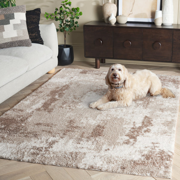 Safavieh Penelope Luxurious Shag Area Rug – Elegant, Plush, Abstract Design For Modern And Traditional Spaces Beige ,Ivory Taupe 73% Polyester,27% Jute Pnl530b-9