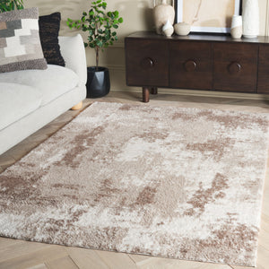 Safavieh Penelope Luxurious Shag Area Rug – Elegant, Plush, Abstract Design For Modern And Traditional Spaces Beige ,Ivory Taupe 73% Polyester,27% Jute Pnl530b-9