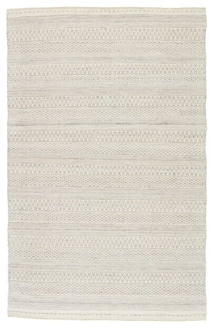 Jaipur Living Penrose Lenna Pnr05 Handwoven Handmade 100% Polyester Lines Tribal Outdoor Rug Cream, Light Gray 100% Polyester Rug153578