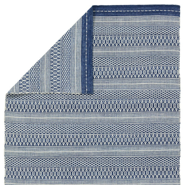 Jaipur Living Penrose Lenna Pnr06 Handwoven Handmade 100% Polyester Lines Stripes Outdoor Rug Blue, White 100% Polyester Rug159269