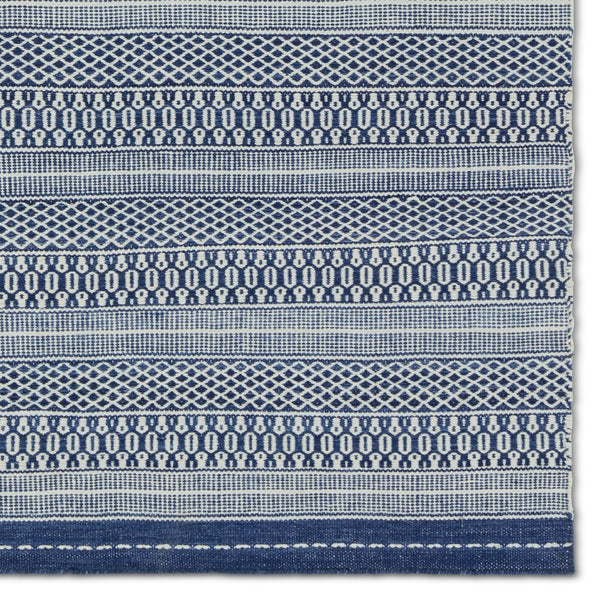 Jaipur Living Penrose Lenna Pnr06 Handwoven Handmade 100% Polyester Lines Stripes Outdoor Rug Blue, White 100% Polyester Rug159269