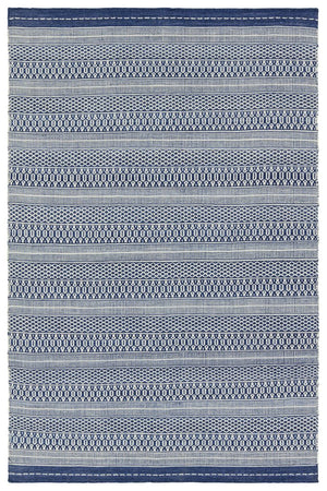 Jaipur Living Penrose Lenna Pnr06 Handwoven Handmade 100% Polyester Lines Stripes Outdoor Rug Blue, White 100% Polyester Rug159269