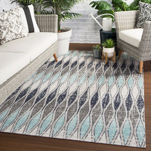 Jaipur Living Polaris Norwich Pol02 Powerloomed Handmade 100% Polypropylene Geometric Geometric Outdoor Rug Gray, Blue 100% Polypropylene Rug140449