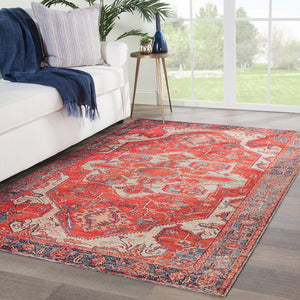 Jaipur Living Polaris Leighton Pol06 Powerloomed Machinemade 100% Polypropylene Traditional Medallion Outdoor Rug Red, Gray 100% Polypropylene Rug149426