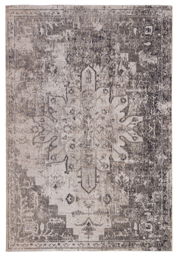 Jaipur Living Jaipur Living Isolde Polypropylene Round Rug Serapi Medallion for Indoor Outdoor Use Gray 7'6"X9'6" RUG140459