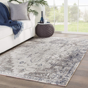 Jaipur Living Jaipur Living Isolde Polypropylene Round Rug Serapi Medallion for Indoor Outdoor Use Gray 7'6"X9'6" RUG140459