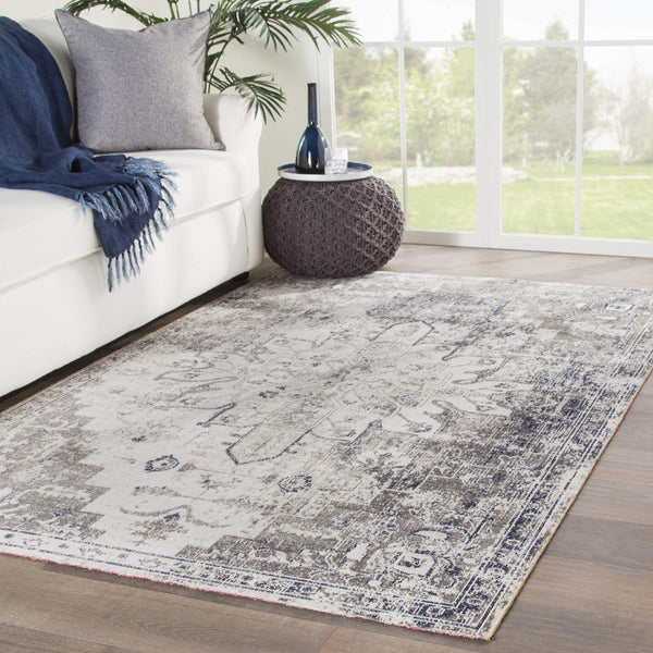 Jaipur Living Jaipur Living Isolde Polypropylene Round Rug Serapi Medallion for Indoor Outdoor Use Gray 7'6"X9'6" RUG140459